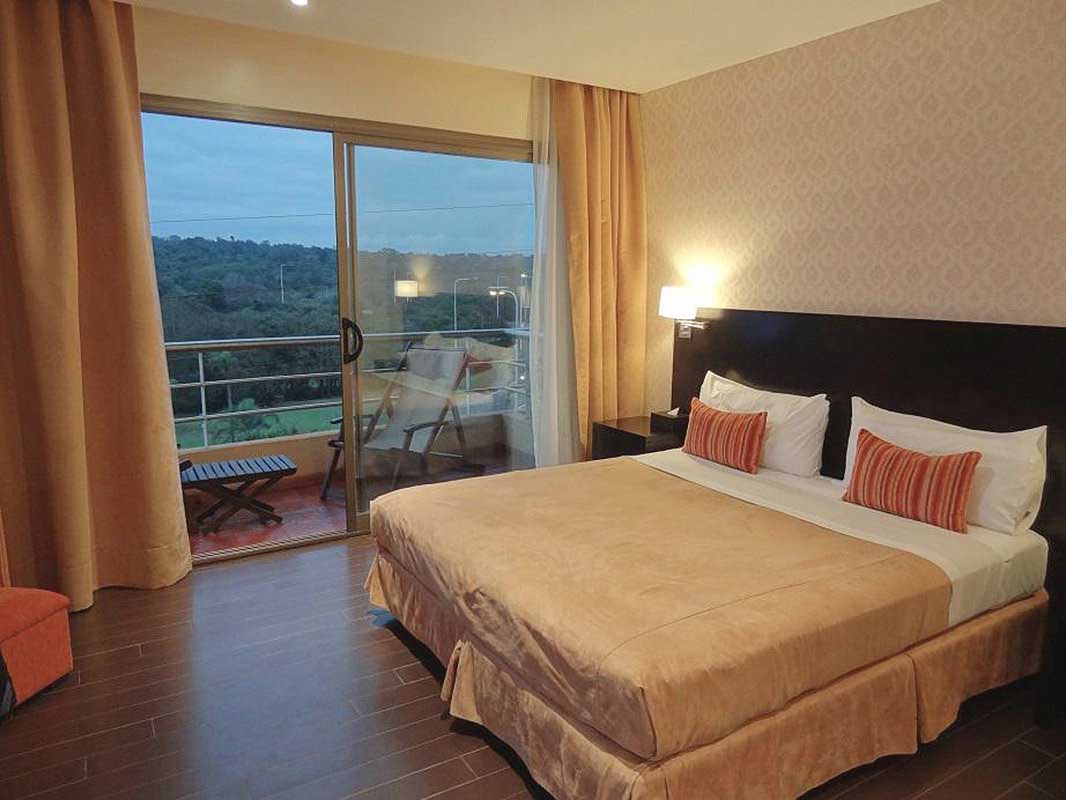 The room has a balcony