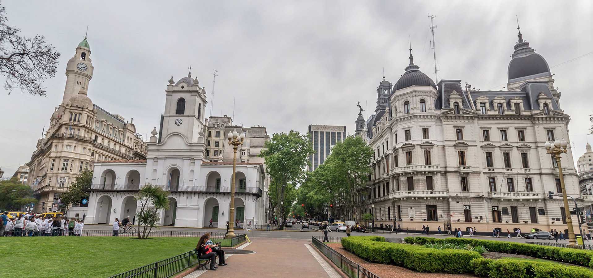 The historic area that houses Plaza de Mayo and the Cabildo