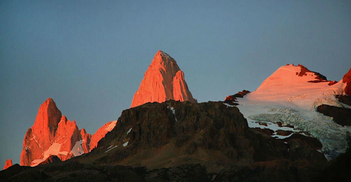 Mount Fitz Roy as dusk descends upon it