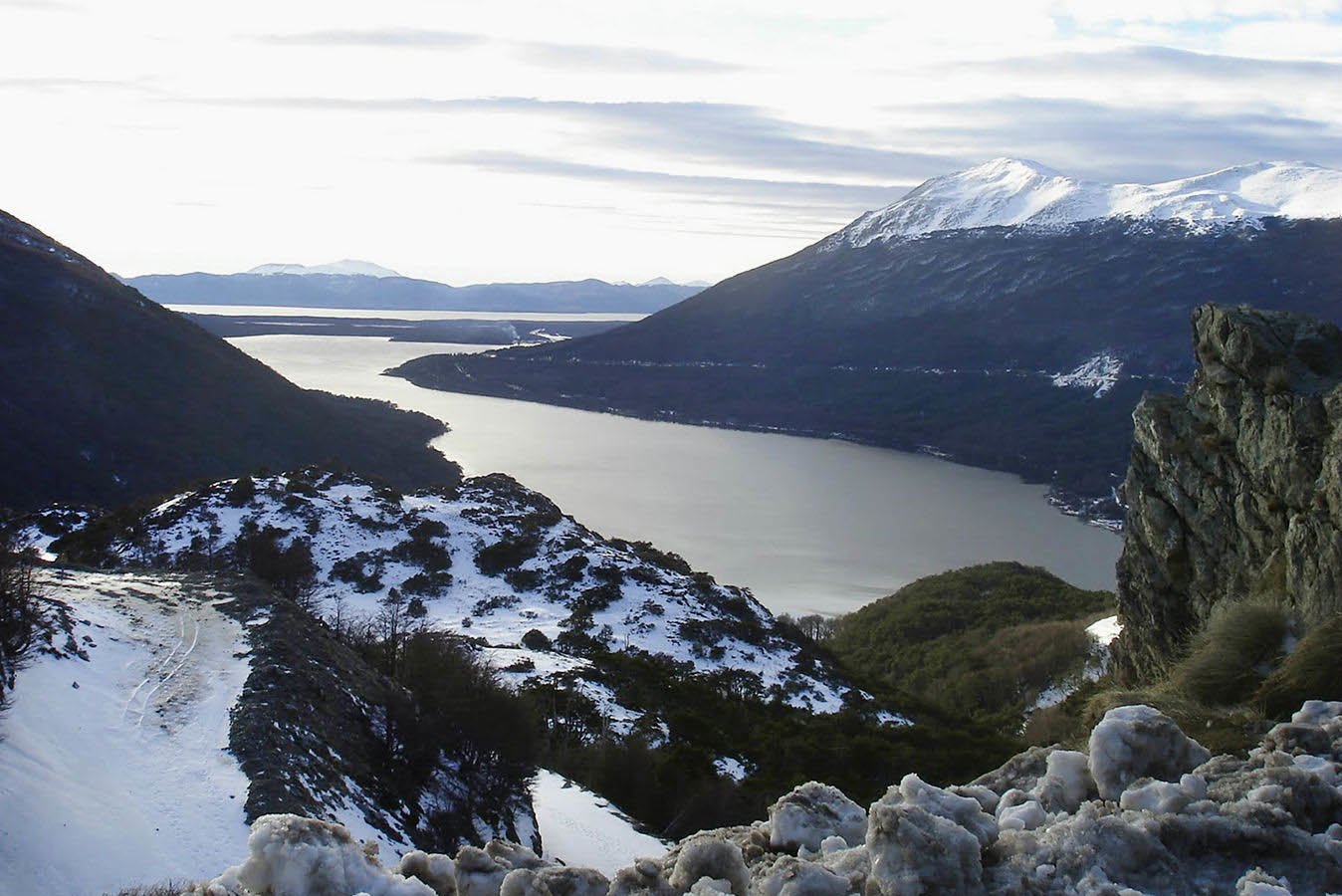 Take in the majestic views of Lago Escondido from atop the mountains