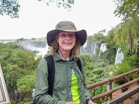 Bette taking in the natural beauty of Iguazu Falls