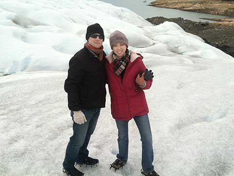 Arlene & Aaron trekking on the Perito Moreno Glacier in El Calafate