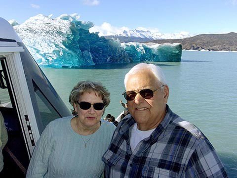 Russell & Wanda navigating among Patagonian glaciers