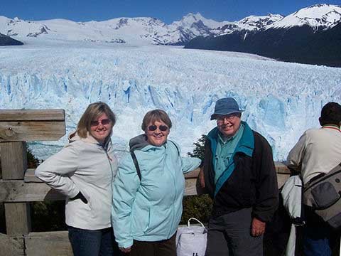 Dennis and Janet Nelson and family in front of the Perito Moreno Glacier - El Calafate