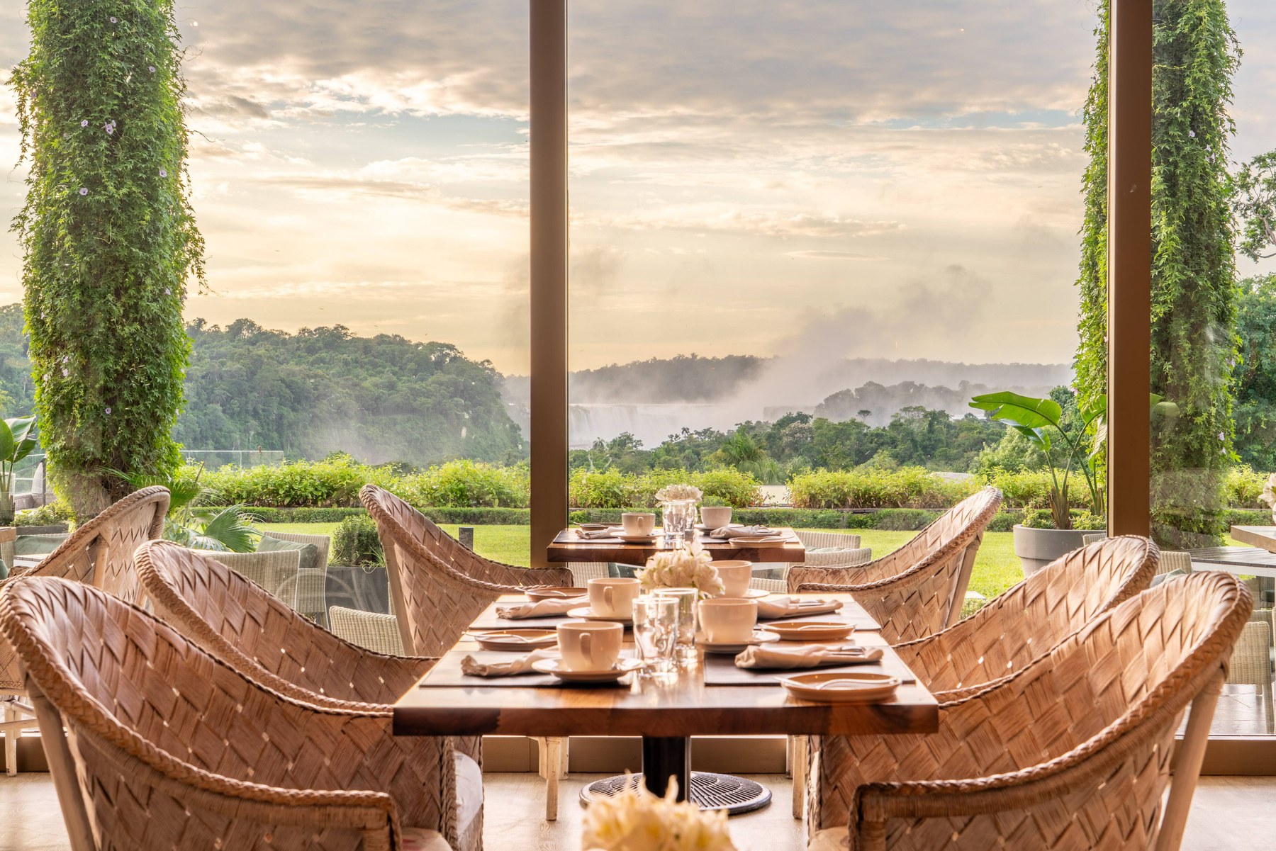 Dining with the falls in view